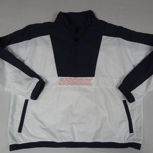 REEBOK RETRO STYLE WHITE & NAVY BLUE 2XL WINDBREAKER JACKET SHIRT  H1485
